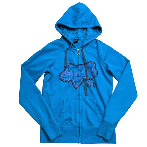 Fox Racing Tops - Y2K Fox Racing Teal Full Zip Grunge Hoodie Medium